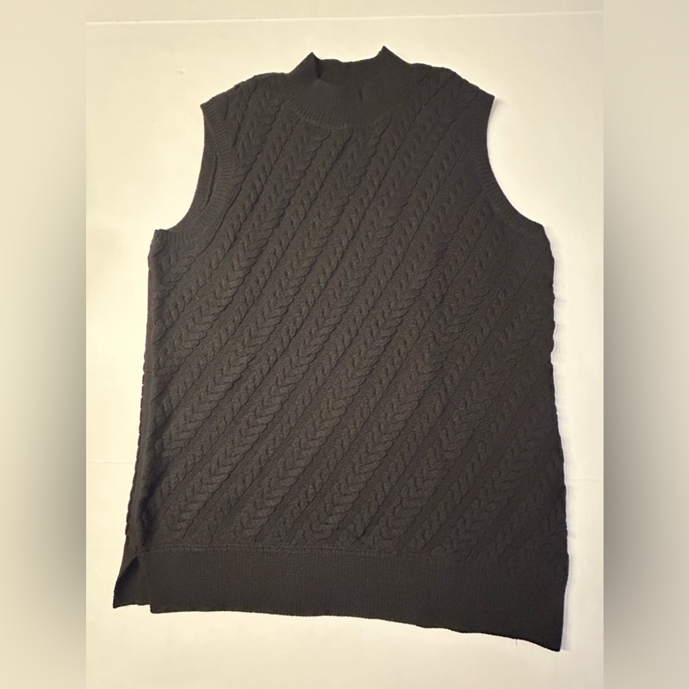 NWT $89 Talbots Woman CABLEKNIT SLEEVELESS SWEATER Black Size 1X - Picture 2 of 8